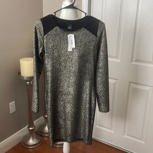 AQUA Black/Gold BODY CON DRESS